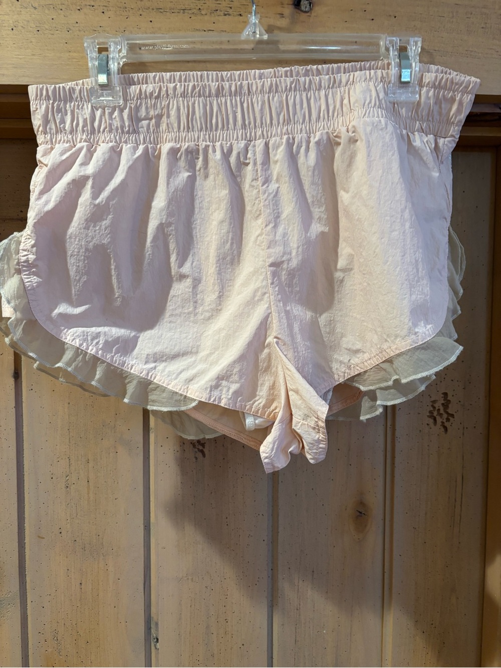 Women's Free People Movement Soft Ruffle Trim Sleep Shorts - Light Blush